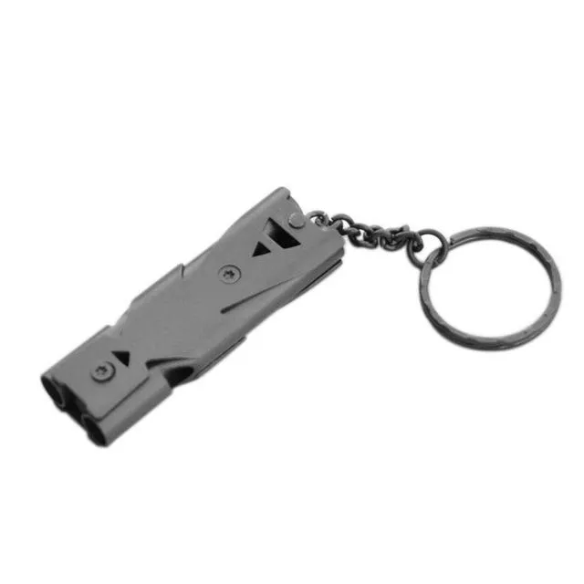 150db Double Pipe High Decibel Stainless Steel Outdoor Emergency Survival Whistle Keychain Camping HIking Keychain Whistle