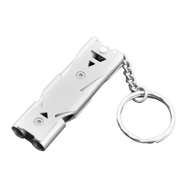 150db Double Pipe High Decibel Stainless Steel Outdoor Emergency Survival Whistle Keychain Camping HIking Keychain Whistle