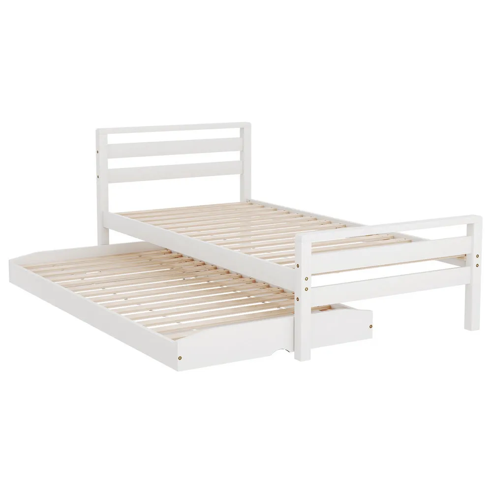 2-in-1 Trundle Bed Frame, Solid Pinewood, Single Size - Artiss