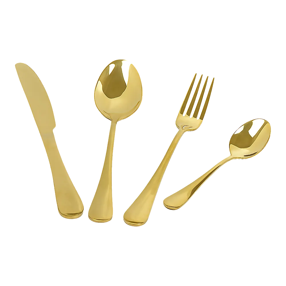 24-piece Gold Cutlery Flatware Stainless Steel Silverware Set Reflective Mirror Finish