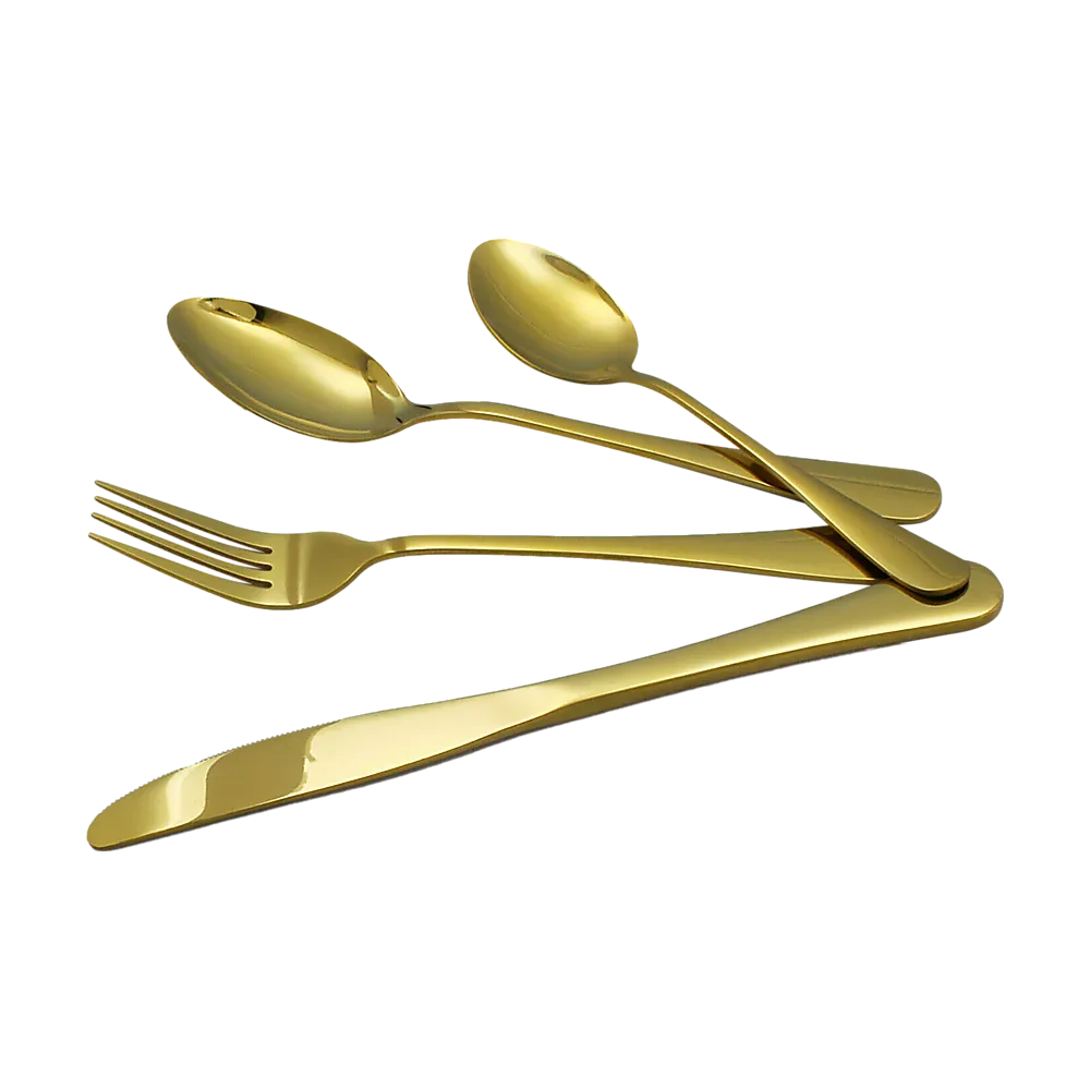 24-piece Gold Cutlery Flatware Stainless Steel Silverware Set Reflective Mirror Finish