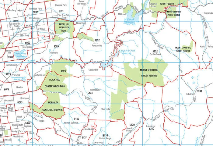 Adelaide Postcode Laminated Wall Map 788 x 1036mm