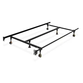 Adjustable Metal Bed Frame w/ Locking Wheels