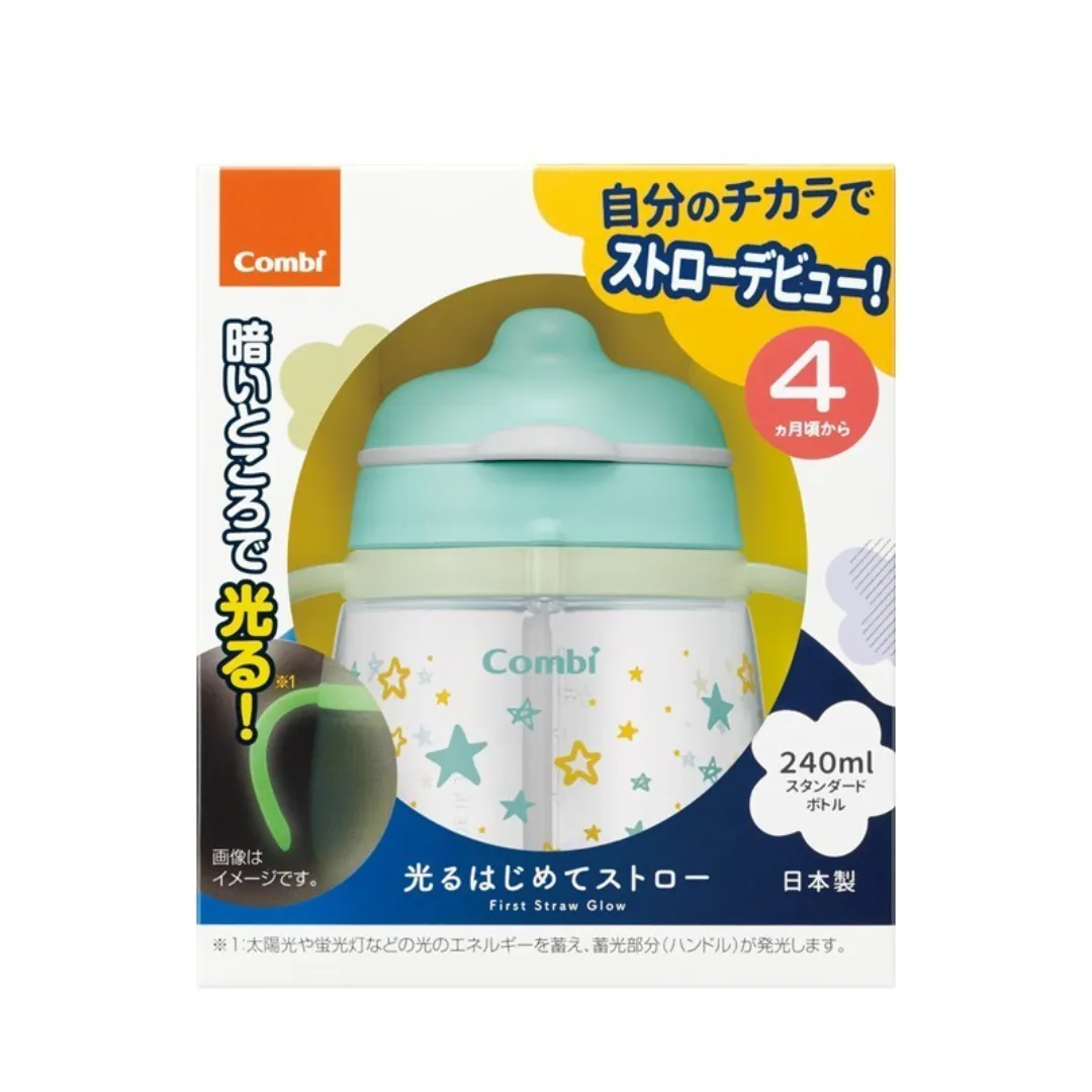 Combi Baby Lakumug First Straw Glow 240ml - Green (4m )