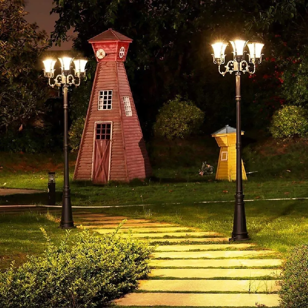 CYZMONI Outdoor die-cast light 3 LED Aluminum Solar Lamp Post Light 2.93M High Pole Street Lantern Waterproof Solar Energy Column Lamp Engineering Lighting for Outdoor Landscape Pathway Street Patio G