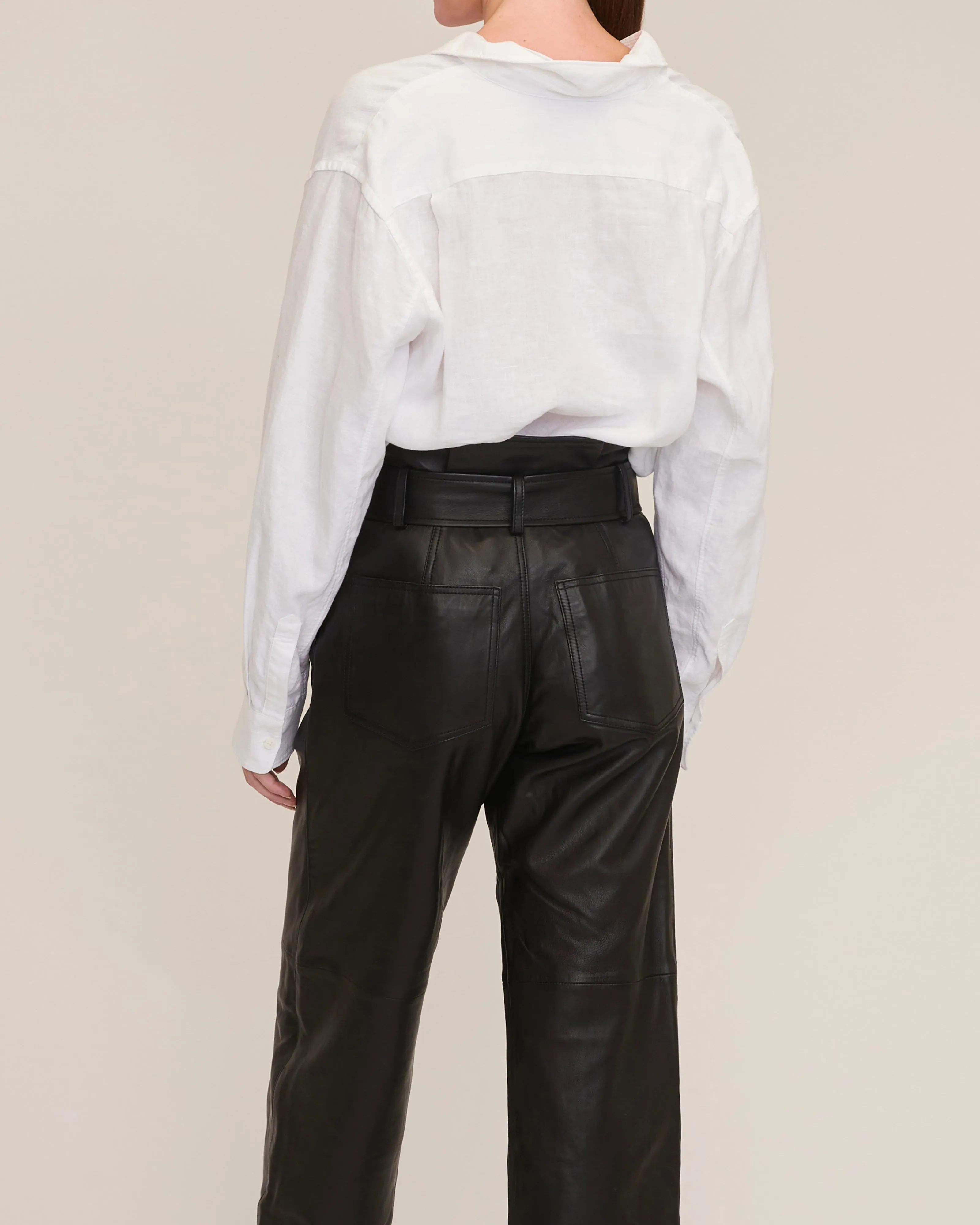 Dixon Leather Paper Bag Cropped Pant in Black