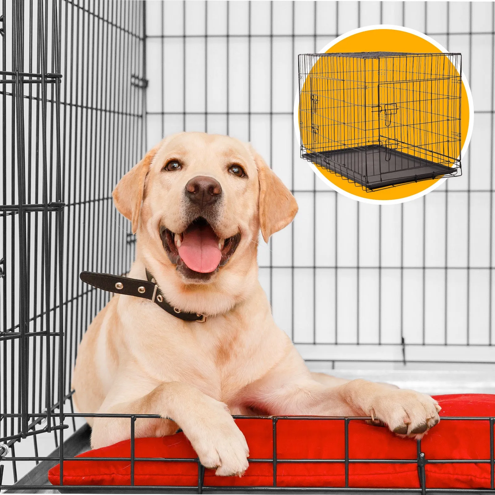 Foldable Triple-Door Pet Crate, Durable Metal Frame - 4Paws