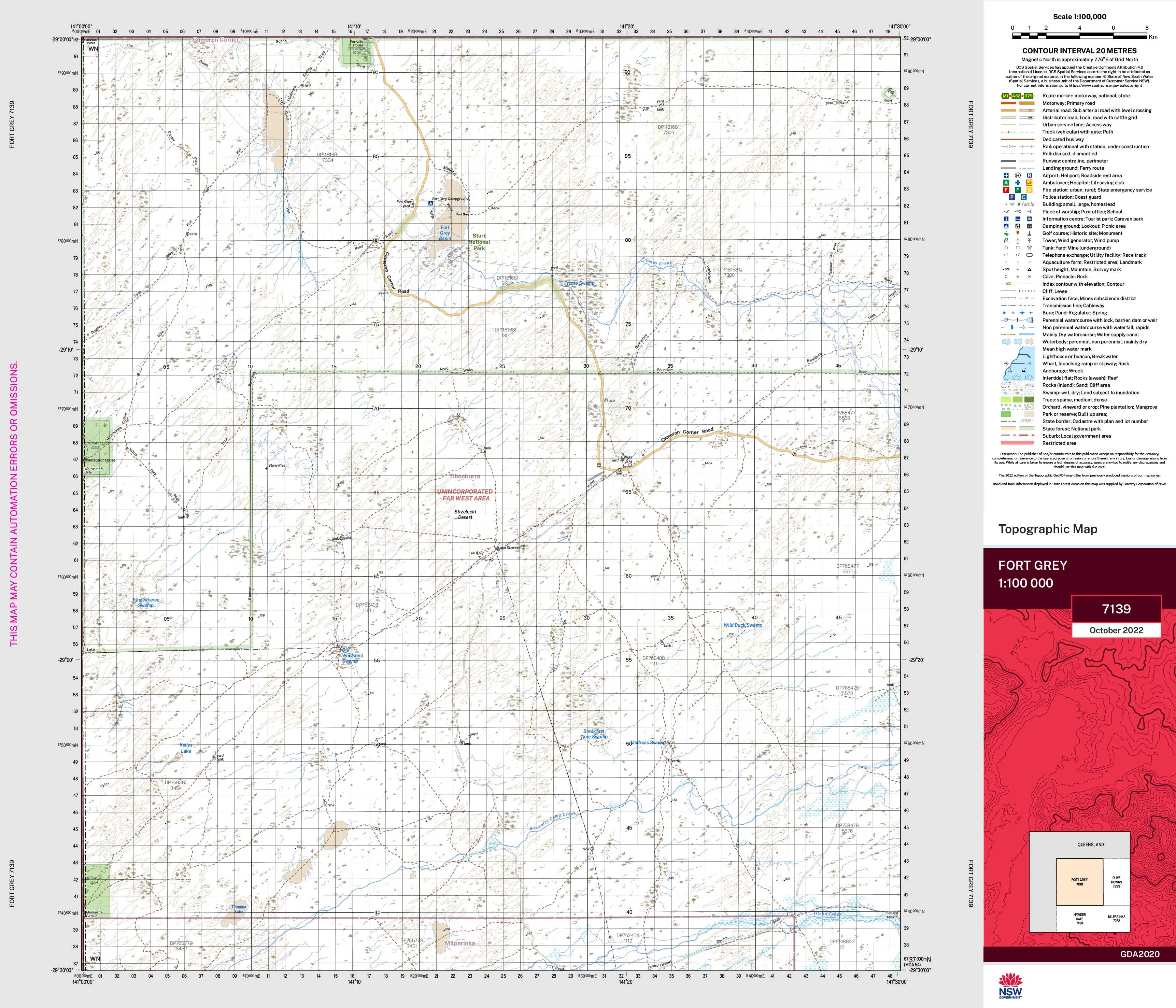 Fort Grey 7139 Topographic Map 1:100k