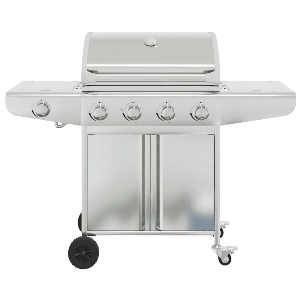 Gas BBQ Grill with 5 Burners Silver Stainless Steel