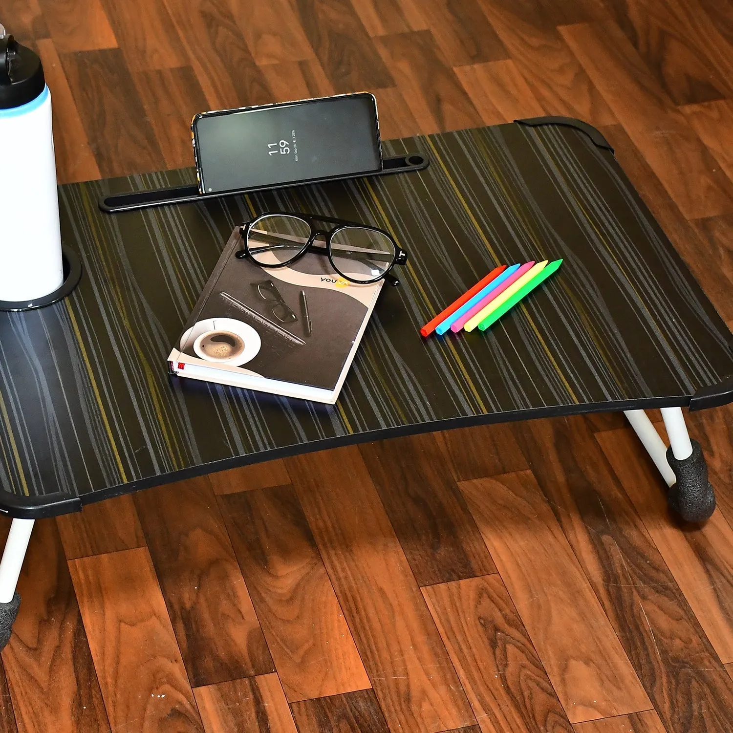 Laptop Table Foldable Portable Notebook Bed Lap Desk Tray Stand Reading Holder with Coffee Cup Slot for Breakfast, Reading & Movie Watching.