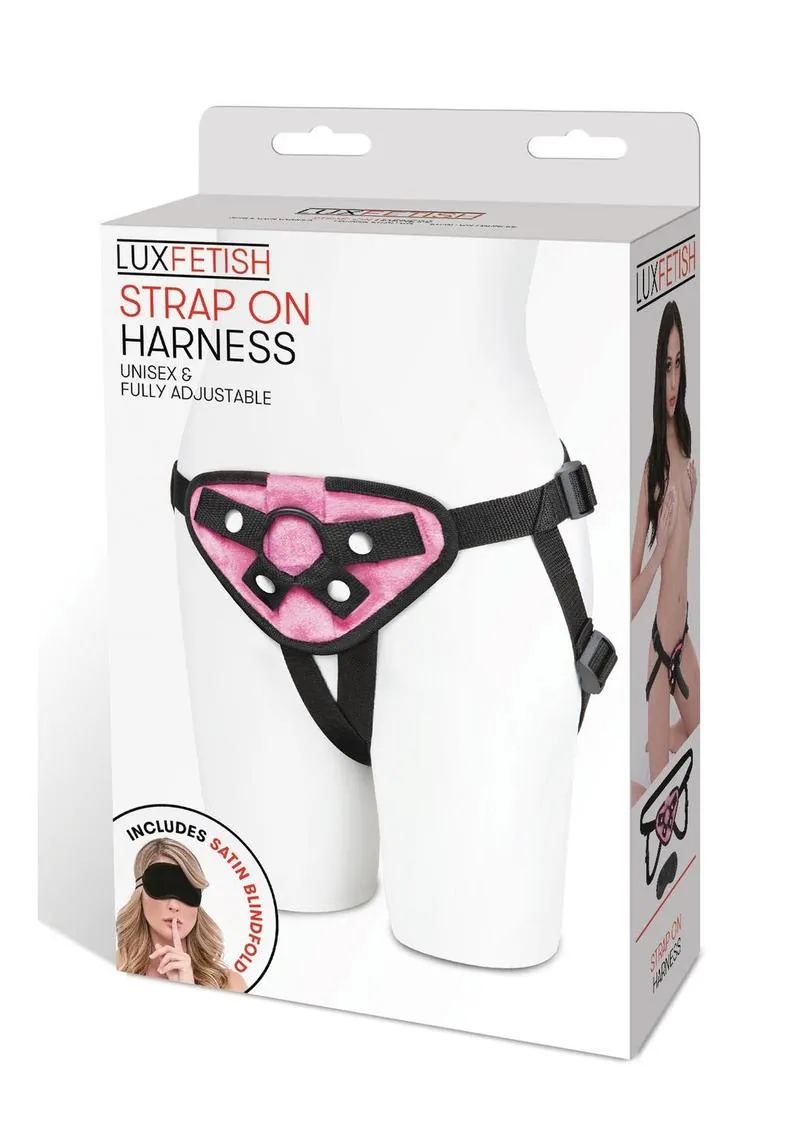 Lux Fetish Pink Velvet Strap-On Harness Adjustable