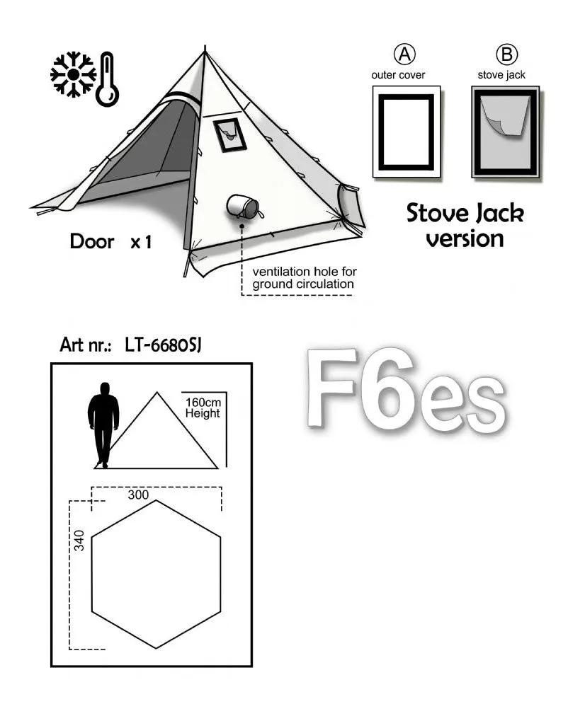 Luxe Outdoor Hex Peak F6ES 2 Person Hot Tent