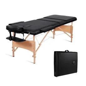 Massage Table Massage Bed Lash Bed Professional 84" Portable Facial Bed SPA Bed Treatment Table 3 Fold Height Adjustable with Carrying Bag(Black)