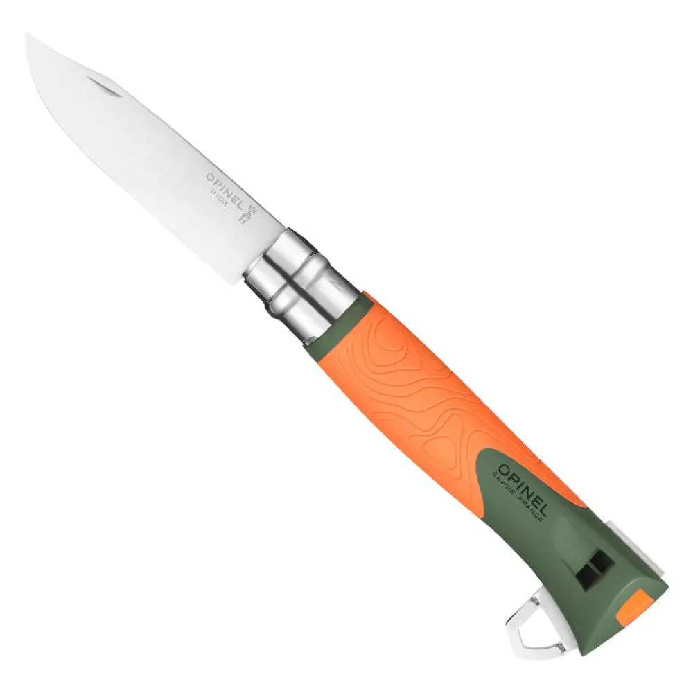 Opinel Explore Folding Stainless Steel Survival Locking Pocket Knife (Orange)