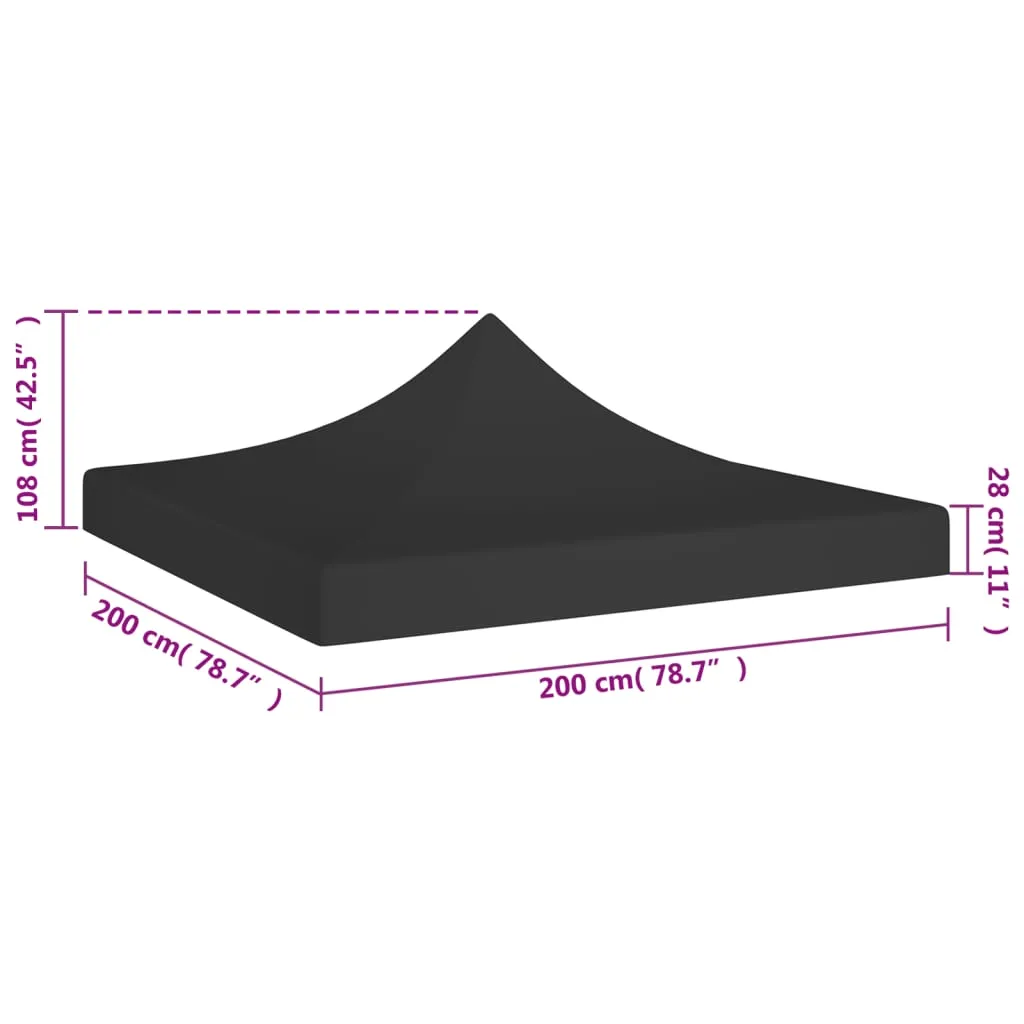 Party Tent Roof 2x2 m Black 270 g/m²