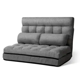 Portable 2-seater Floor Folding Sofa Bed (Grey)