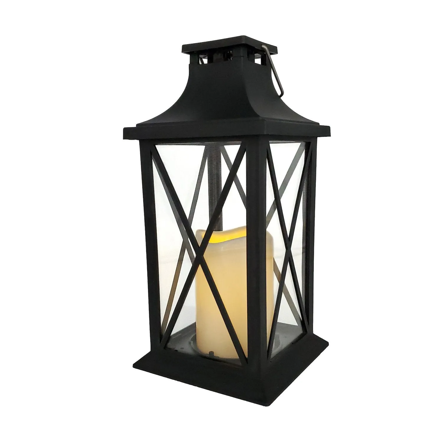 Solar Powered Lantern with LED Candle – Crisscross