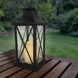 Solar Powered Lantern with LED Candle – Crisscross