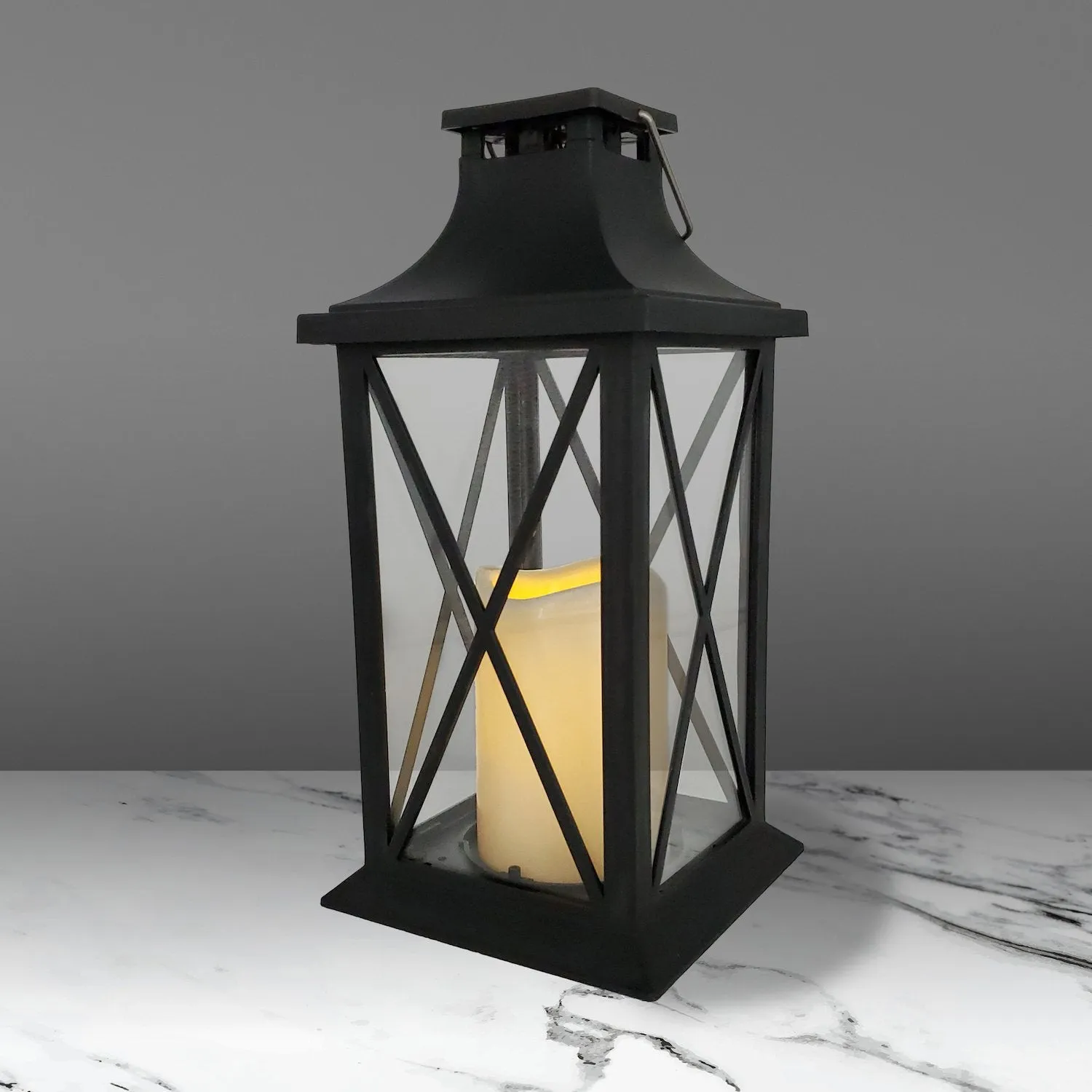 Solar Powered Lantern with LED Candle – Crisscross