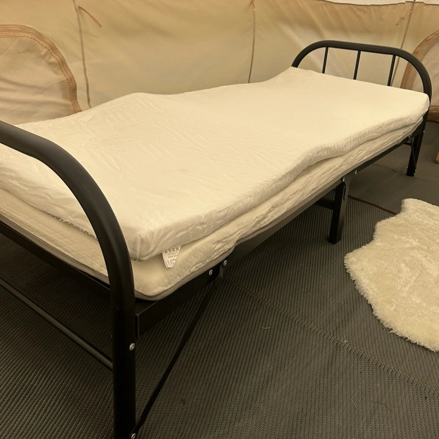 Ultra-Comfort Camping Bed: Lightweight Foldable Frame with Luxury Mattress & Memory Foam Topper