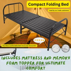 Ultra-Comfort Camping Bed: Lightweight Foldable Frame with Luxury Mattress & Memory Foam Topper